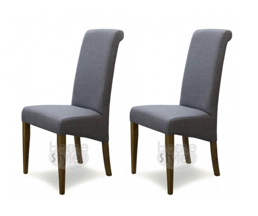Homestyle GB Italia Light Grey Fabric Dining Chair in Pair