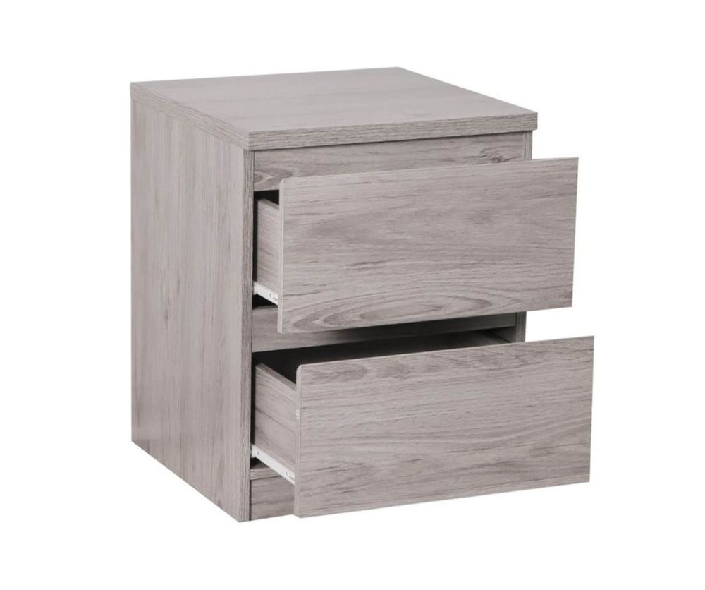 Julian Bowen Jupiter Grey Oak 2 Drawer Bedside Cabinet