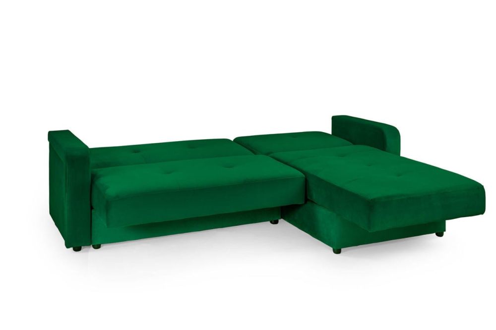 Jacque Plush Green Fabric Universal Corner Sofa Bed