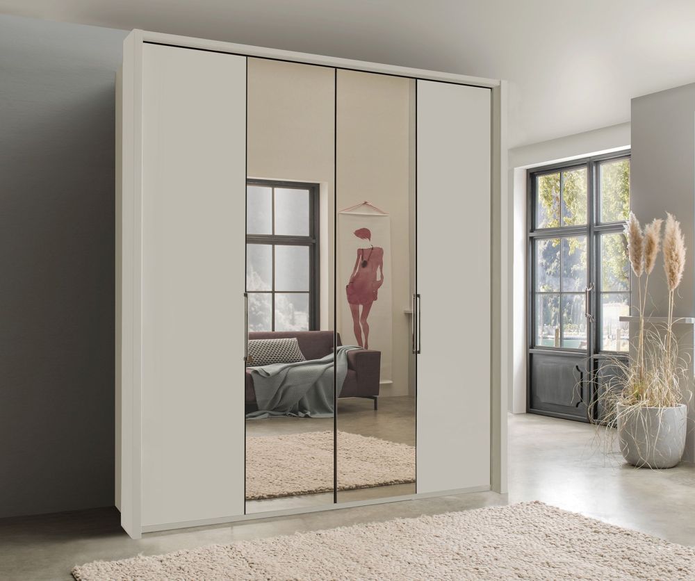Wiemann Kansas 4 Door Wardrobe with 2 Centre Crystal Mirror - W 150cm