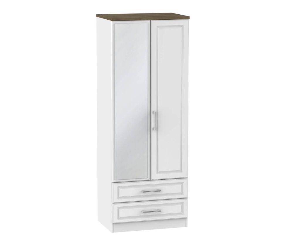 Welcome Furniture Kent 2ft6in 2 Drawer with Mirror Wardrobe