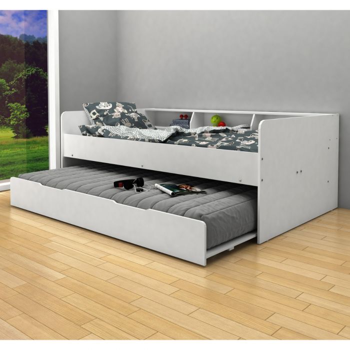 Kidsaw Kudl White Daybed with Trundle- Pull Out Guest Bed