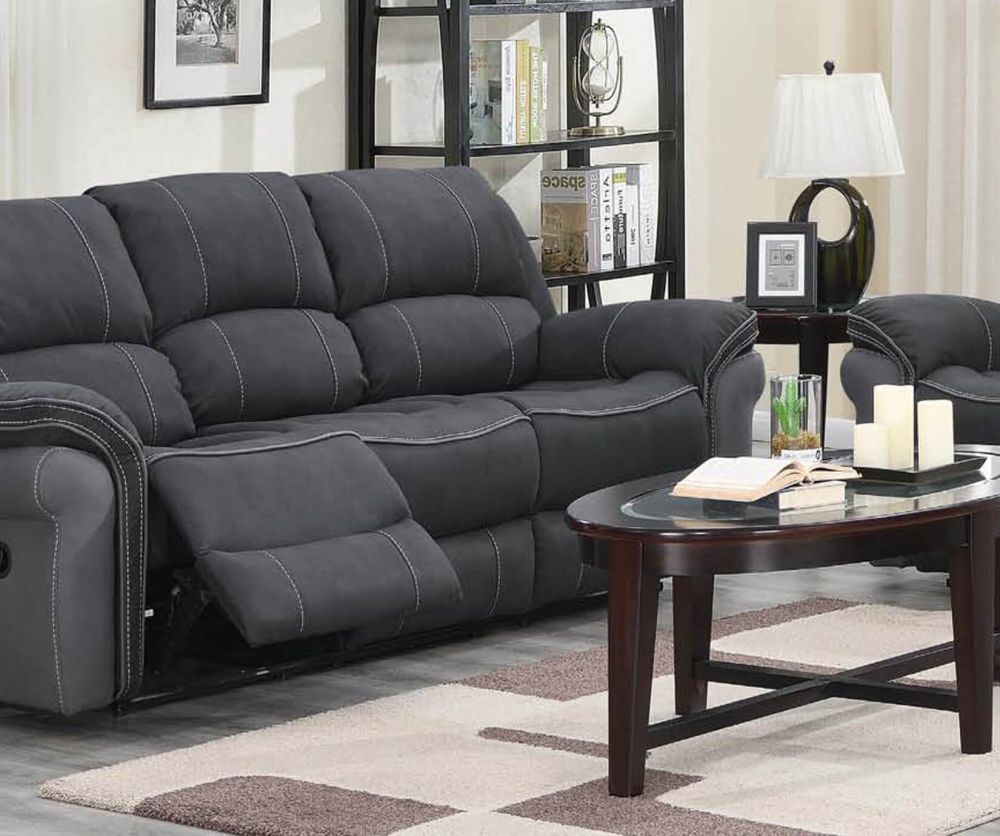 Annaghmore Kingston Charcoal Fusion Fabric Recliner 3 Seater Sofa
