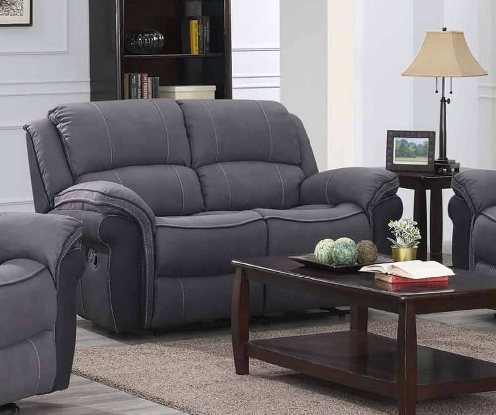 Annaghmore Kingston Grey Fusion Fabric Recliner 2 Seater Sofa