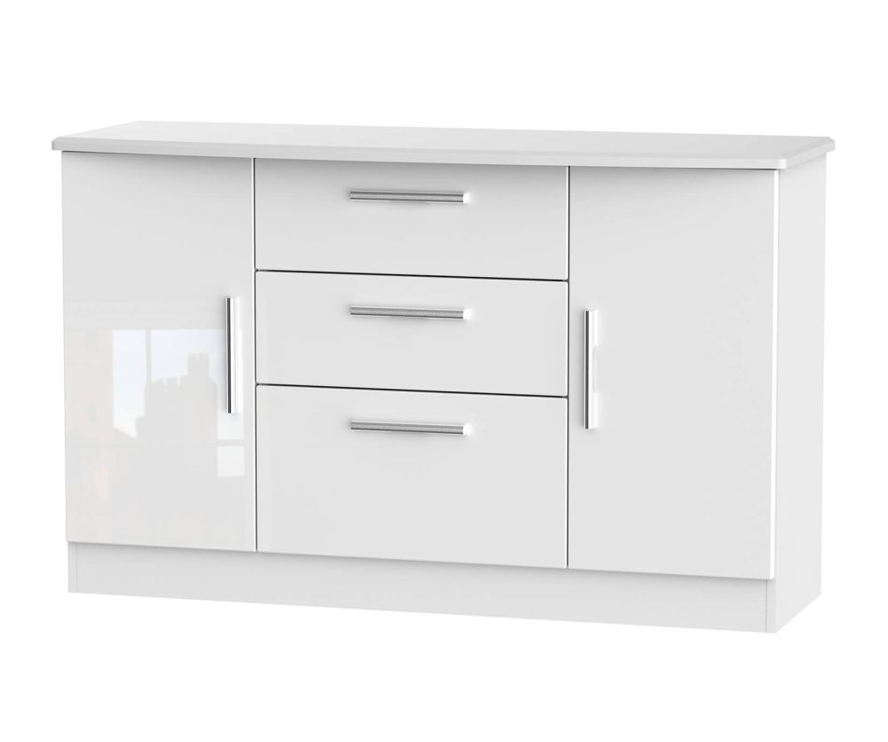 Welcome Furniture Knightsbridge White High Gloss 2 Door 3 Drawer Storage Unit