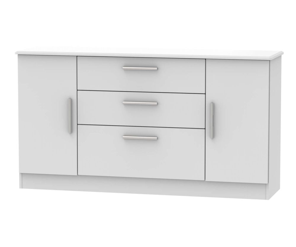 Welcome Furniture Knightsbridge Grey Matt 2 Door 3 Drawer Wide Storage Unit