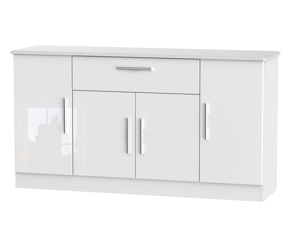 Welcome Furniture Knightsbridge White High Gloss 4 Door 1 Drawer Storage Unit