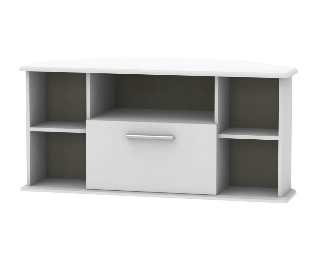 Welcome Furniture Knightsbridge Grey Matt 1 Drawer Corner TV Unit