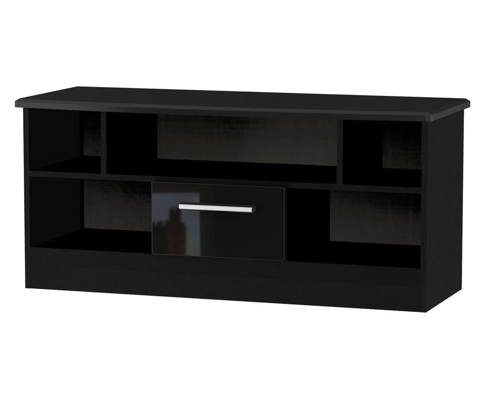 Welcome Furniture Knightsbridge Black High Gloss 1 Drawer Open TV Unit