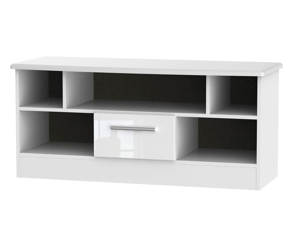 Welcome Furniture Knightsbridge White High Gloss 1 Drawer Open TV Unit