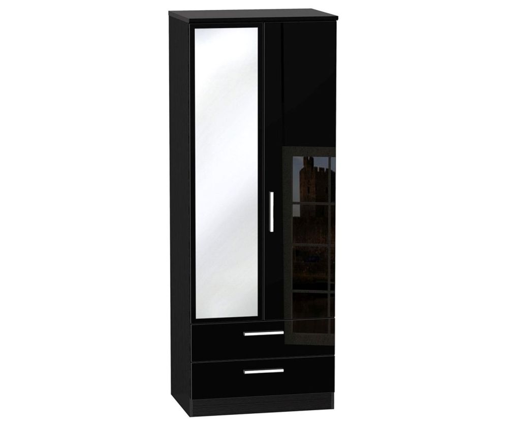 Welcome Furniture Knightsbridge Tall 2ft6in 2 Drawer Mirror Wardrobe