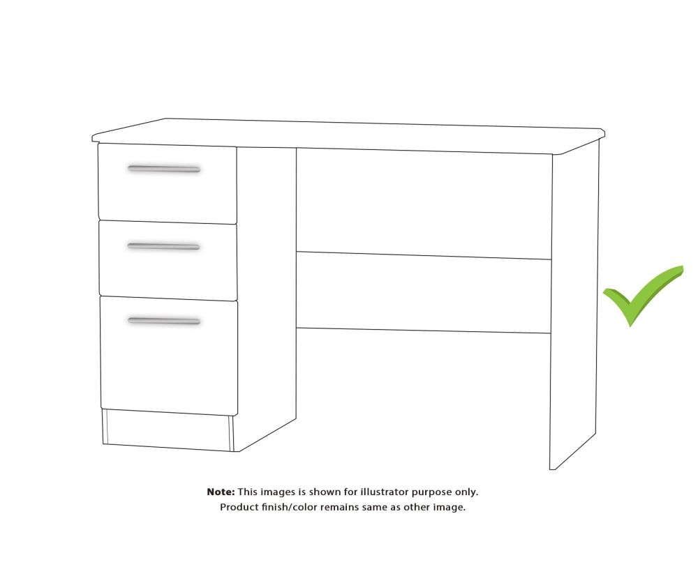 Welcome Furniture Knightsbridge High Gloss White and Light Oak 3 Drawer Desk