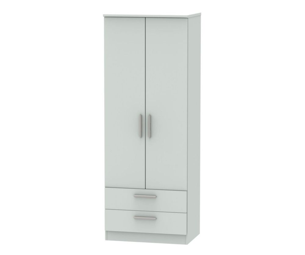 Welcome Furniture Knightsbridge Grey Matt 2 Door 2 Drawer Tall Double Wardrobe