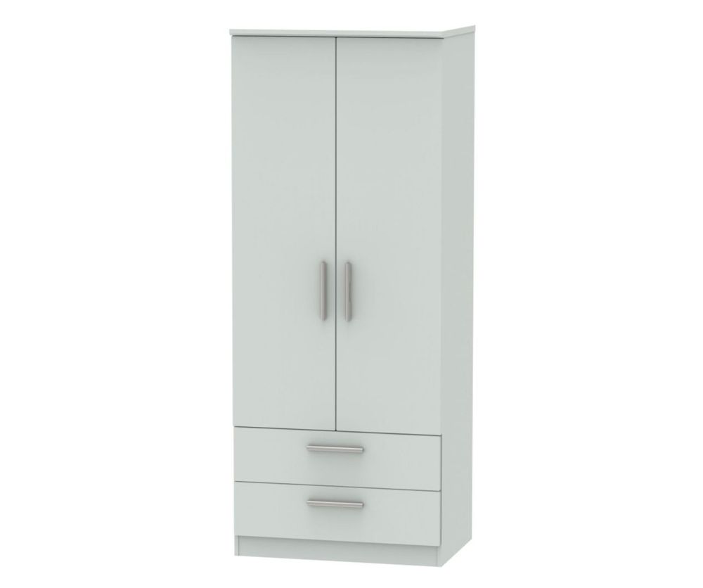 Welcome Furniture Knightsbridge Grey Matt 2 Door 2 Drawer Wardrobe