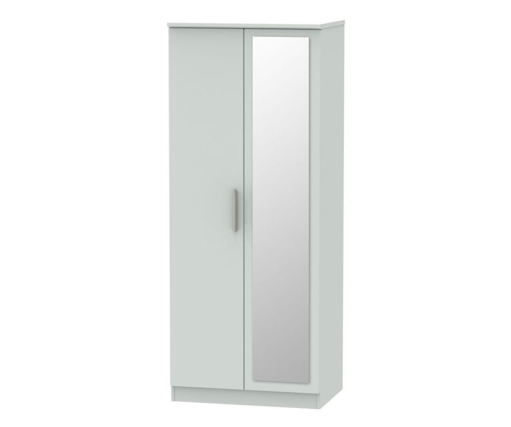 Welcome Furniture Knightsbridge Grey Matt 2 Door Mirror Wardrobe