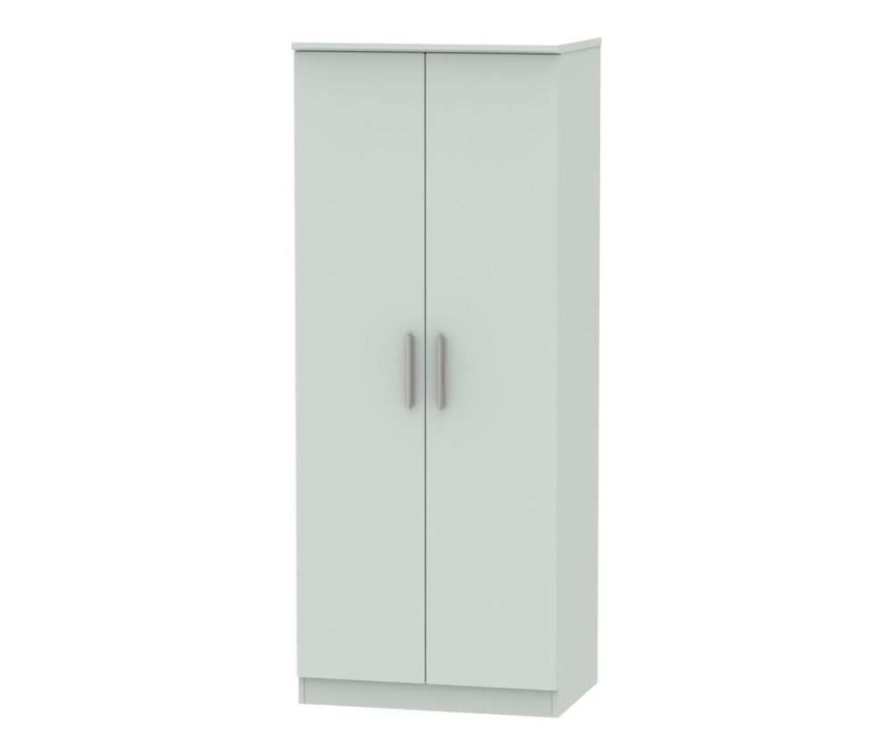Welcome Furniture Knightsbridge Grey Matt 2 Door Plain Wardrobe