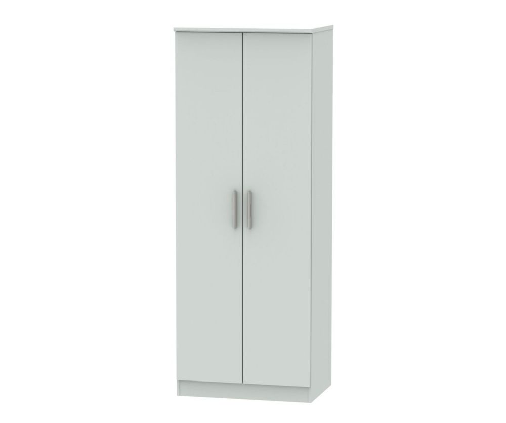 Welcome Furniture Knightsbridge Grey Matt 2 Door Tall Plain Double Wardrobe