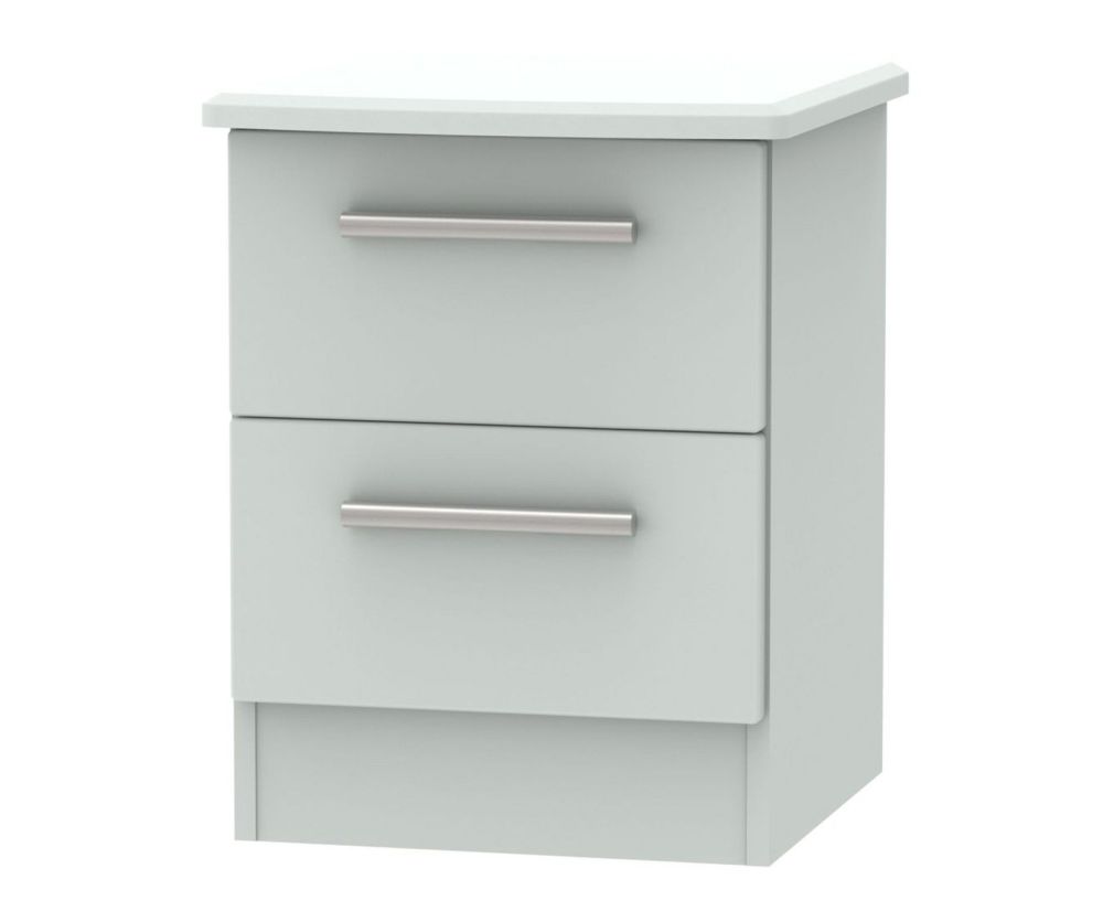 Welcome Furniture Knightsbridge Grey Matt 2 Drawer Locker Bedside Cabinet