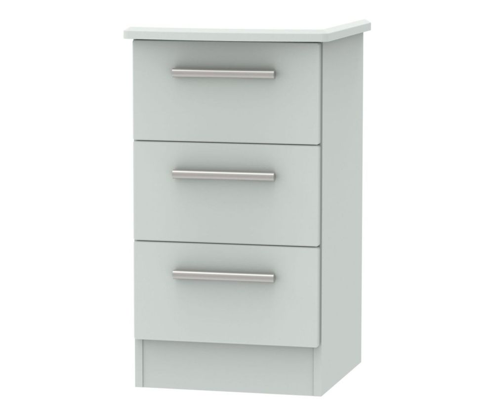 Welcome Furniture Knightsbridge Grey Matt 3 Drawer Locker Bedside Cabinet