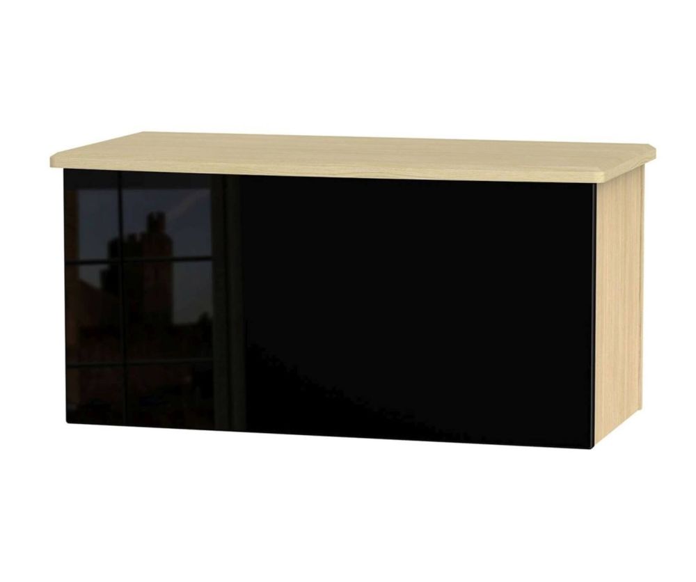 Welcome Furniture Knightsbridge High Gloss Black and Light Oak Blanket Box