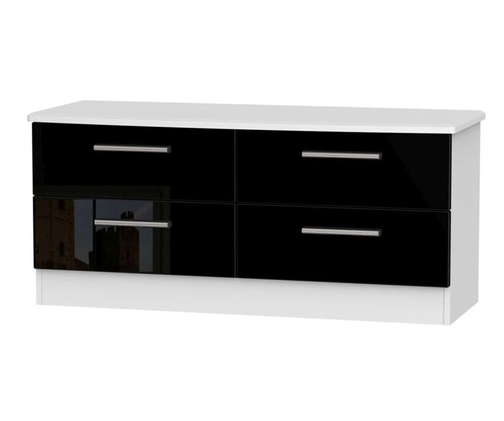 Welcome Furniture Knightsbridge High Gloss Black and White 4 Drawer Bed Box