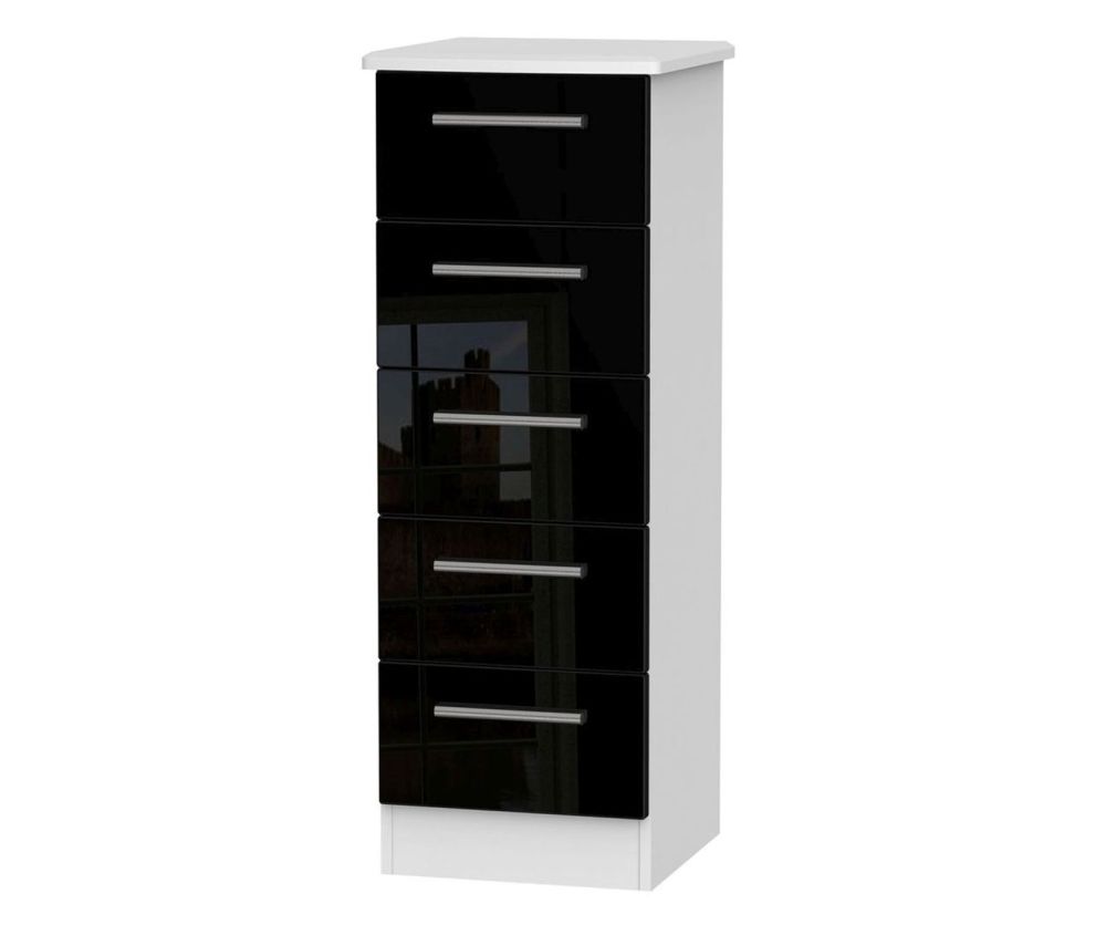 Welcome Furniture Knightsbridge High Gloss Black and White 5 Drawer Locker Chest