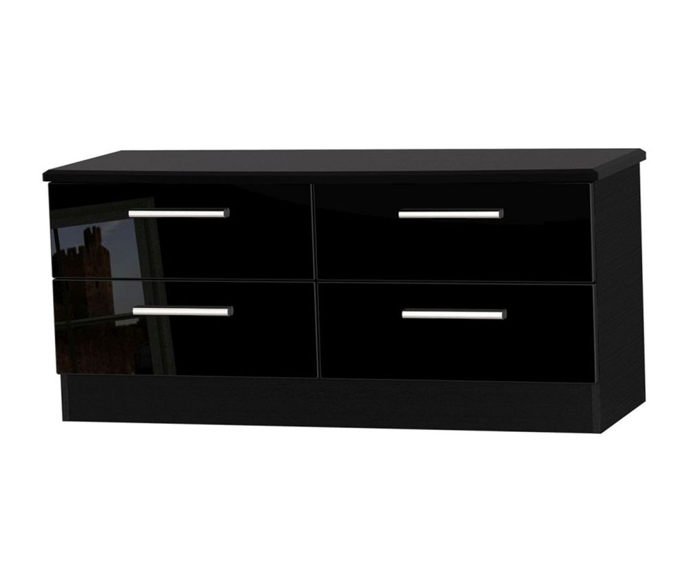 Welcome Furniture Knightsbridge High Gloss Black 4 Drawer Bed Box