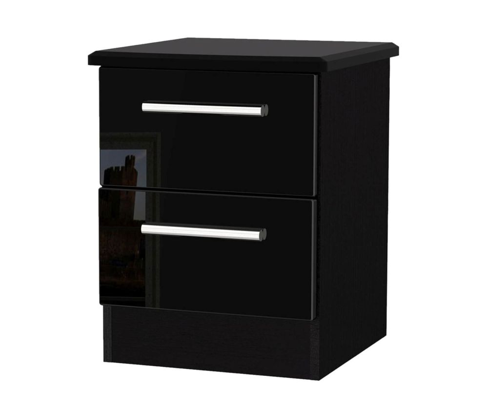 Welcome Furniture Knightsbridge High Gloss Black 2 Drawer Locker