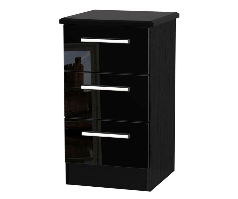 Welcome Furniture Knightsbridge High Gloss Black 3 Drawer Locker