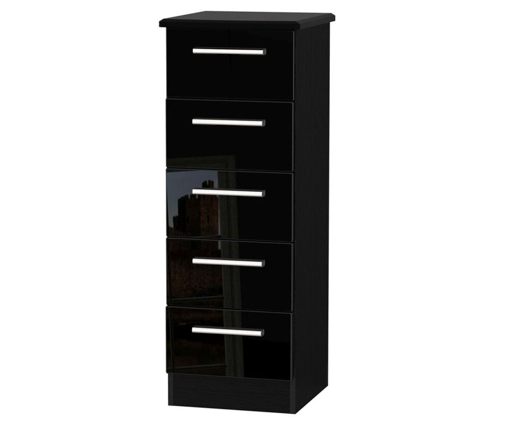 Welcome Furniture Knightsbridge High Gloss Black 5 Drawer Locker