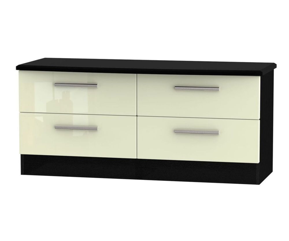 Welcome Furniture Knightsbridge High Gloss Cream and Black 4 Drawer Bed Box