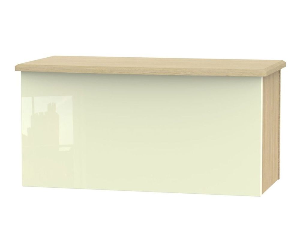 Welcome Furniture Knightsbridge High Gloss Cream and Light Oak Blanket Box