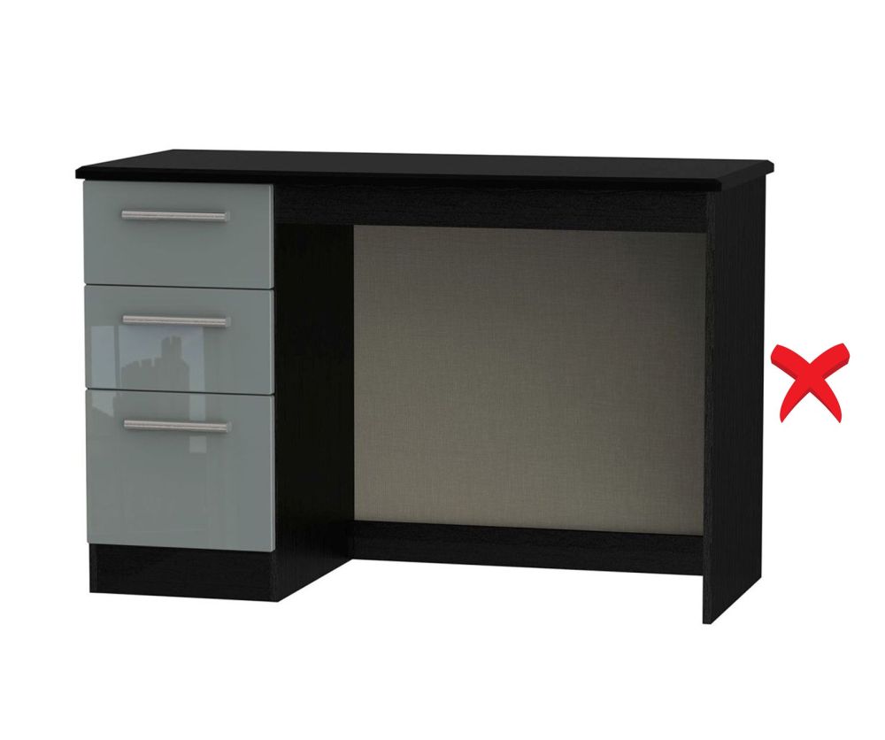 Welcome Furniture Knightsbridge High Gloss Grey and Black 3 Drawer Desk