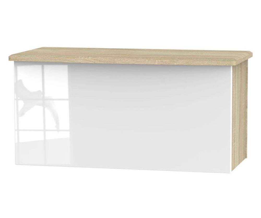 Welcome Furniture Knightsbridge High Gloss White And Bardolino Blanket Box