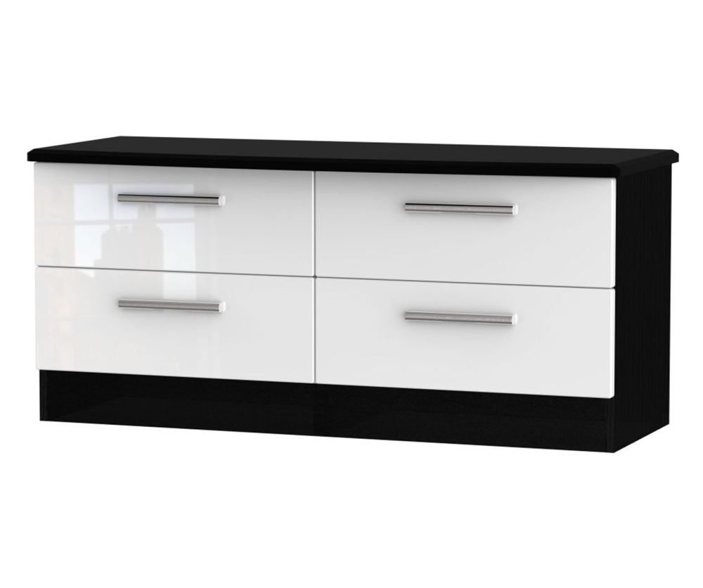 Welcome Furniture Knightsbridge High Gloss White and Black 4 Drawer Bed Box
