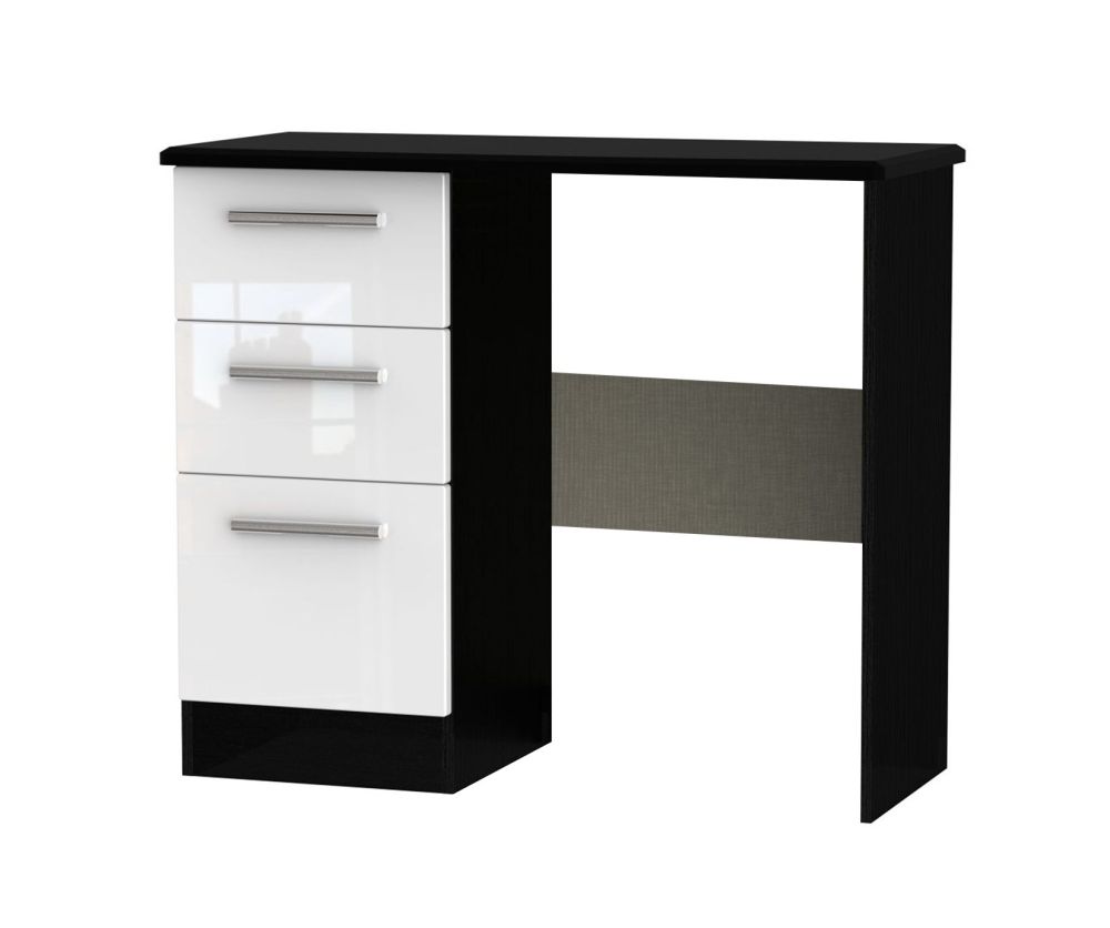 Welcome Furniture Knightsbridge High Gloss White and Black Vanity Dressing Table