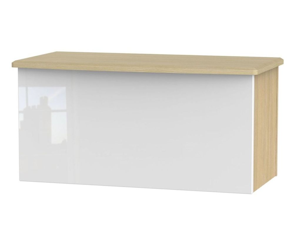 Welcome Furniture Knightsbridge High Gloss White and Light Oak Blanket Box