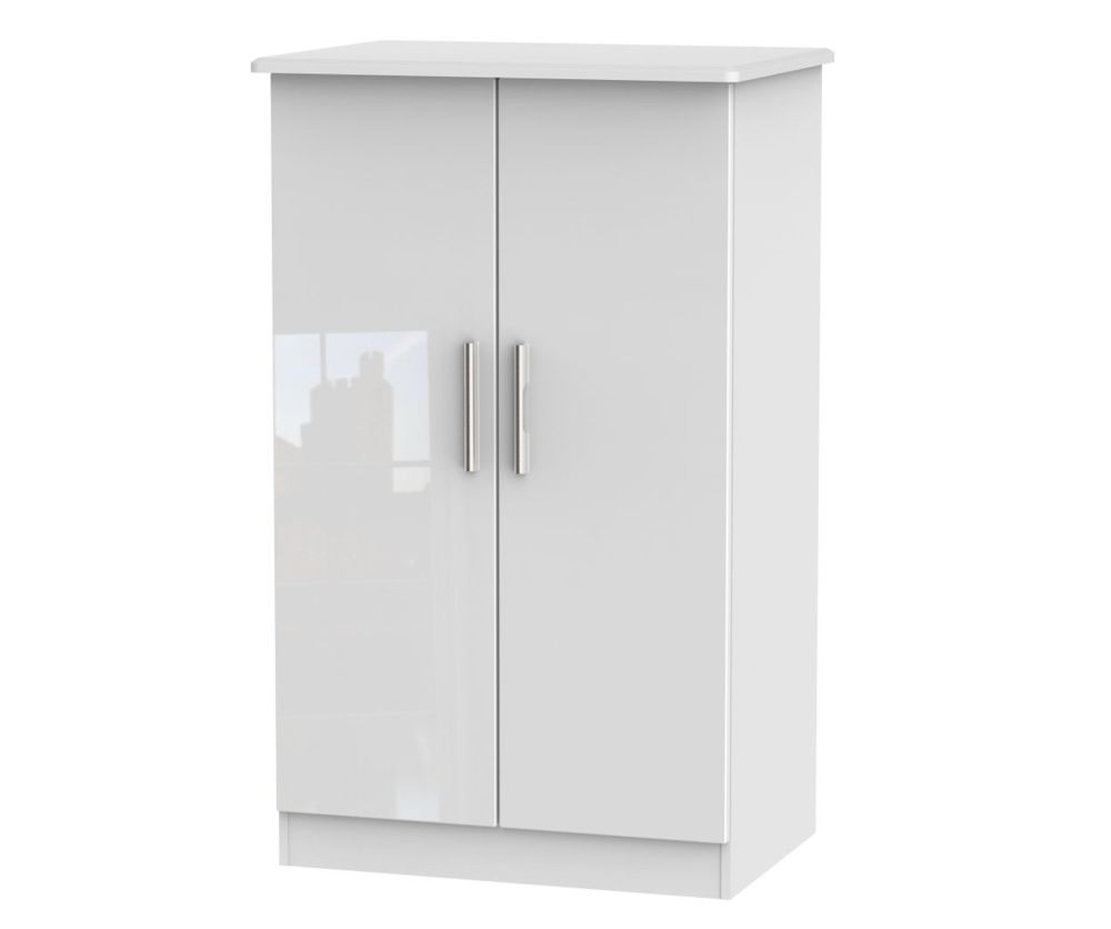 Welcome Furniture Knightsbridge High Gloss White 2 Door Plain Midi Wardrobe