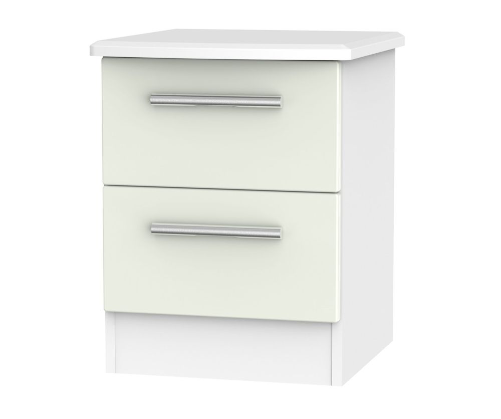 Welcome Furniture Knightsbridge Kaschmir Matt and White 2 Drawer Locker Bedside Cabinet