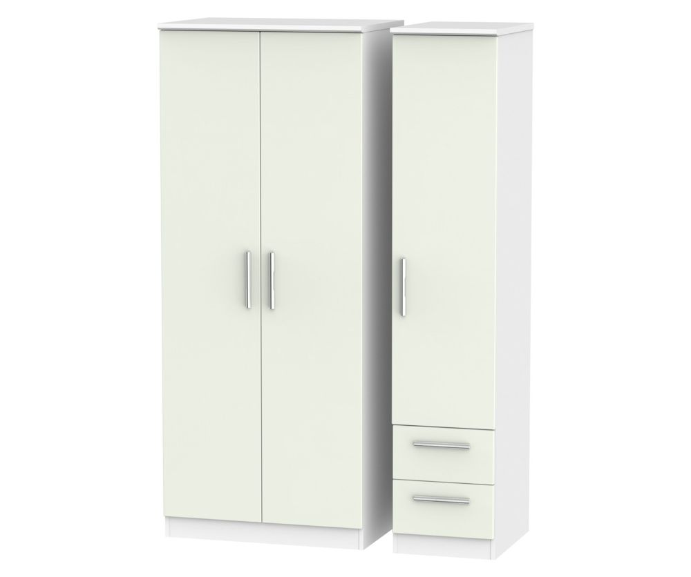 Welcome Furniture Knightsbridge Kaschmir Matt and White 3 Door 2 Drawer Plain Triple Wardrobe