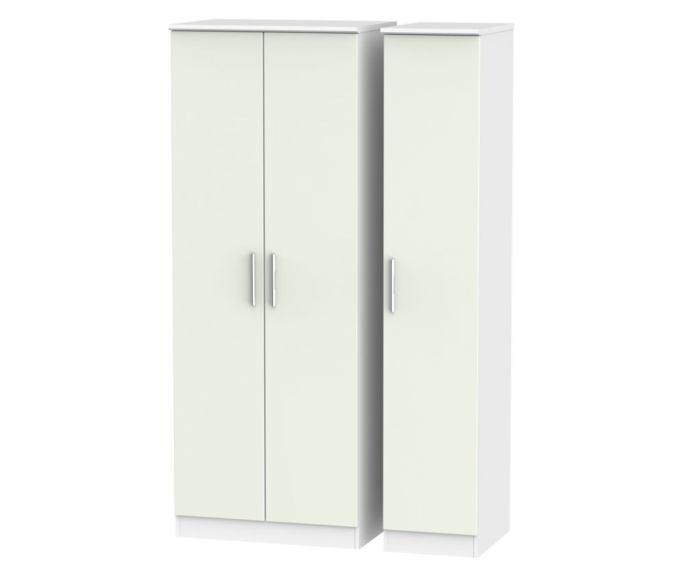 Welcome Furniture Knightsbridge Kaschmir Matt and White 3 Door Tall Plain Triple Wardrobe