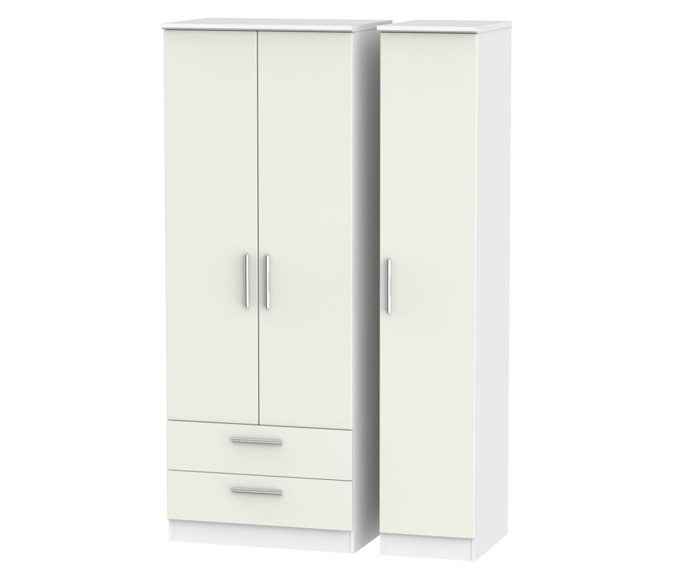 Welcome Furniture Knightsbridge Kaschmir Matt and White 3 Door 2 Drawer Tall Triple Wardrobe