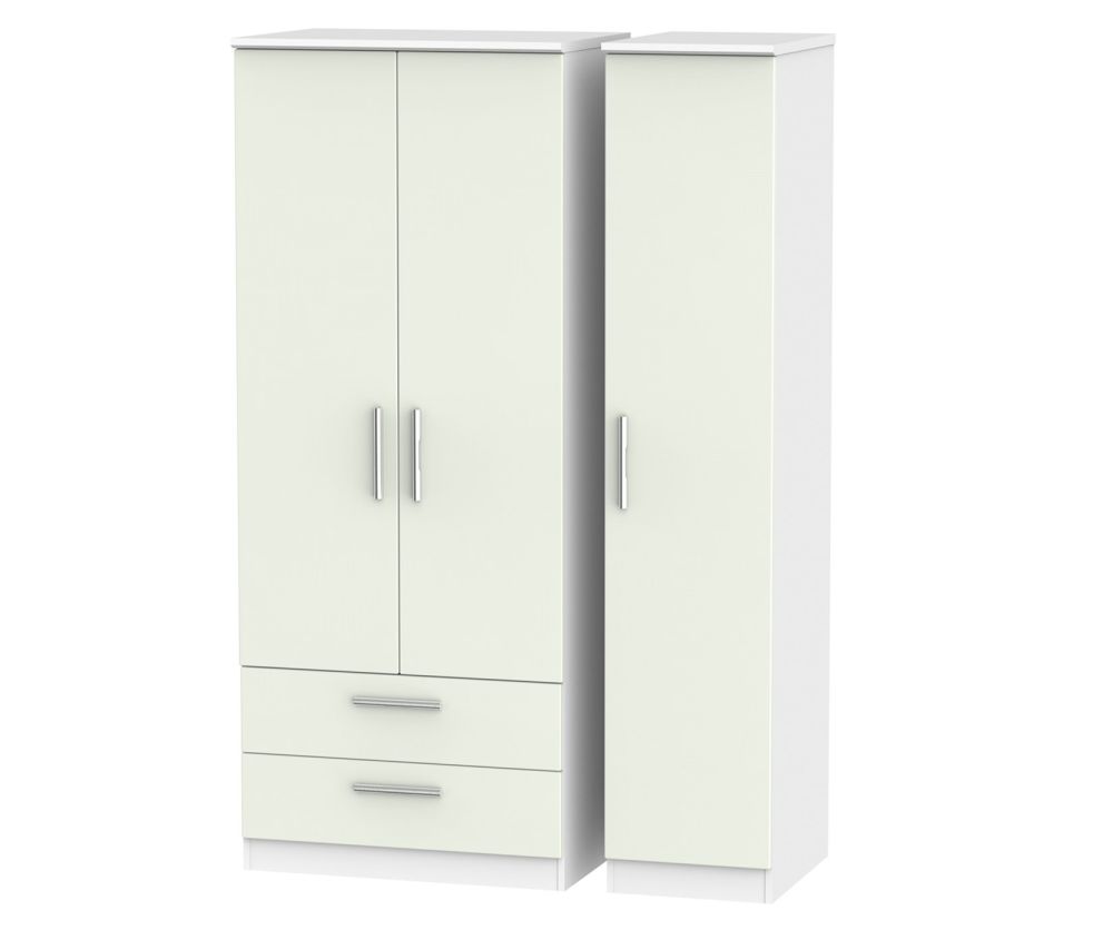 Welcome Furniture Knightsbridge Kaschmir Matt and White 3 Door 2 Drawer Triple Wardrobe