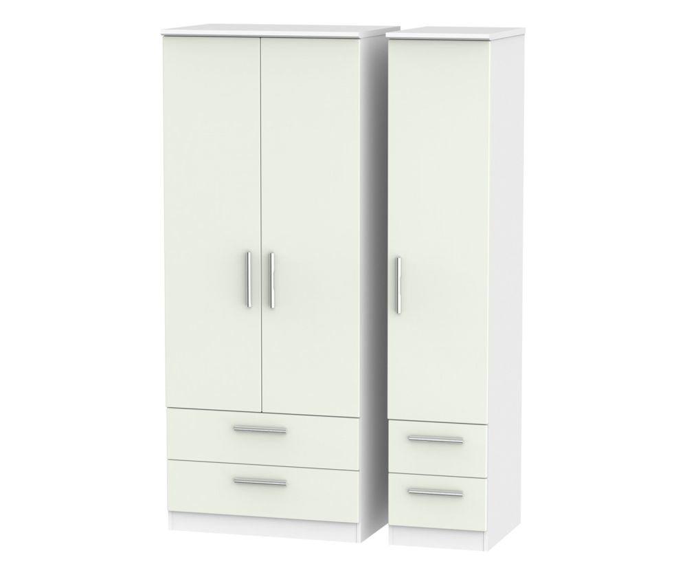 Welcome Furniture Knightsbridge Kaschmir Matt and White 3 Door 4 Drawer Triple Wardrobe