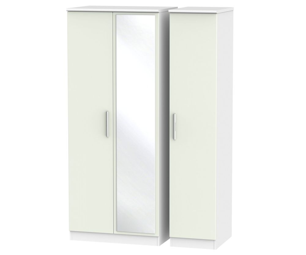 Welcome Furniture Knightsbridge Kaschmir Matt and White 3 Door Mirror Triple Wardrobe