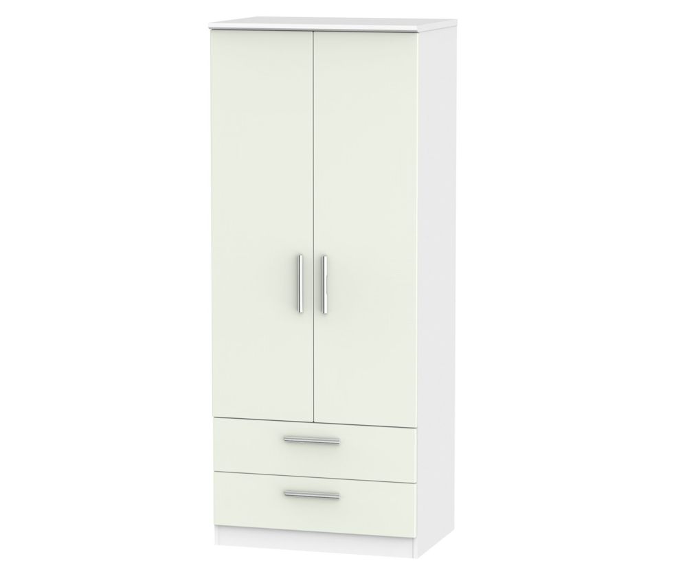 Welcome Furniture Knightsbridge Kaschmir Matt and White 2 Door 2 Drawer Wardrobe