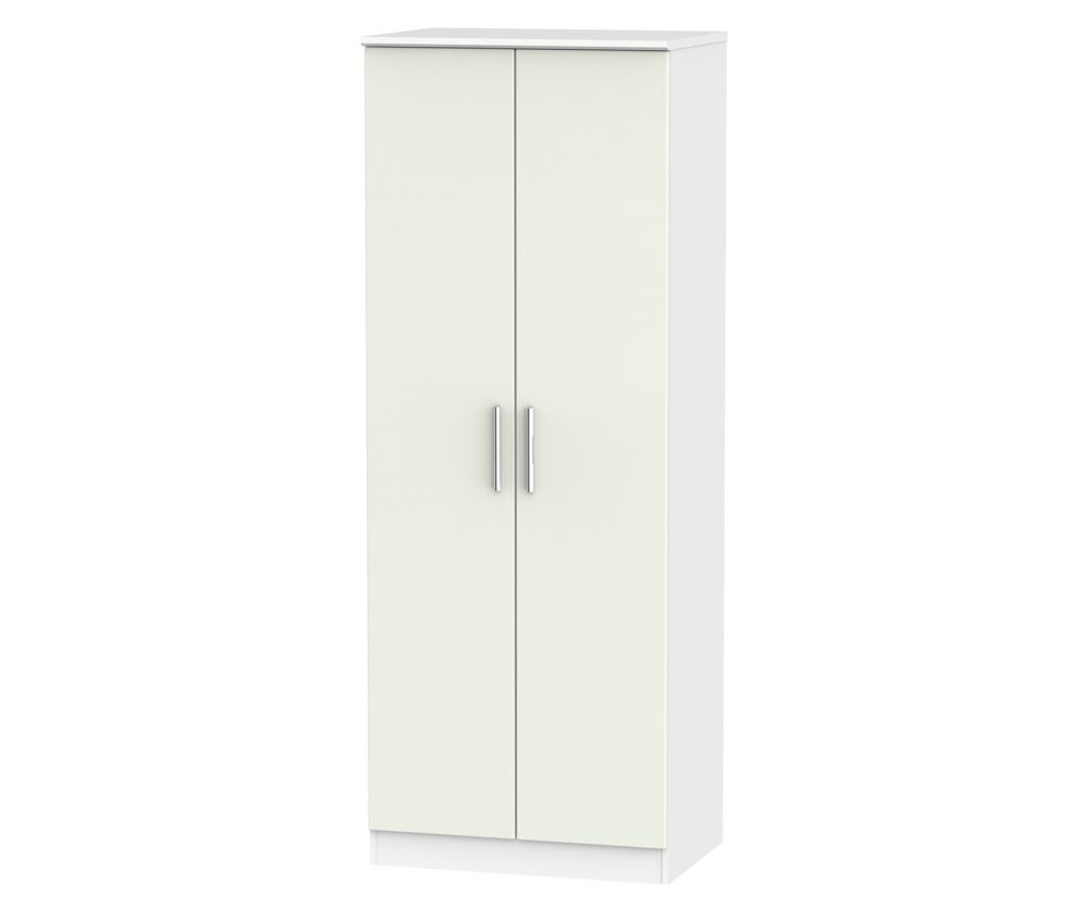 Welcome Furniture Knightsbridge Kaschmir Matt and White 2 Door Tall Plain Double Wardrobe