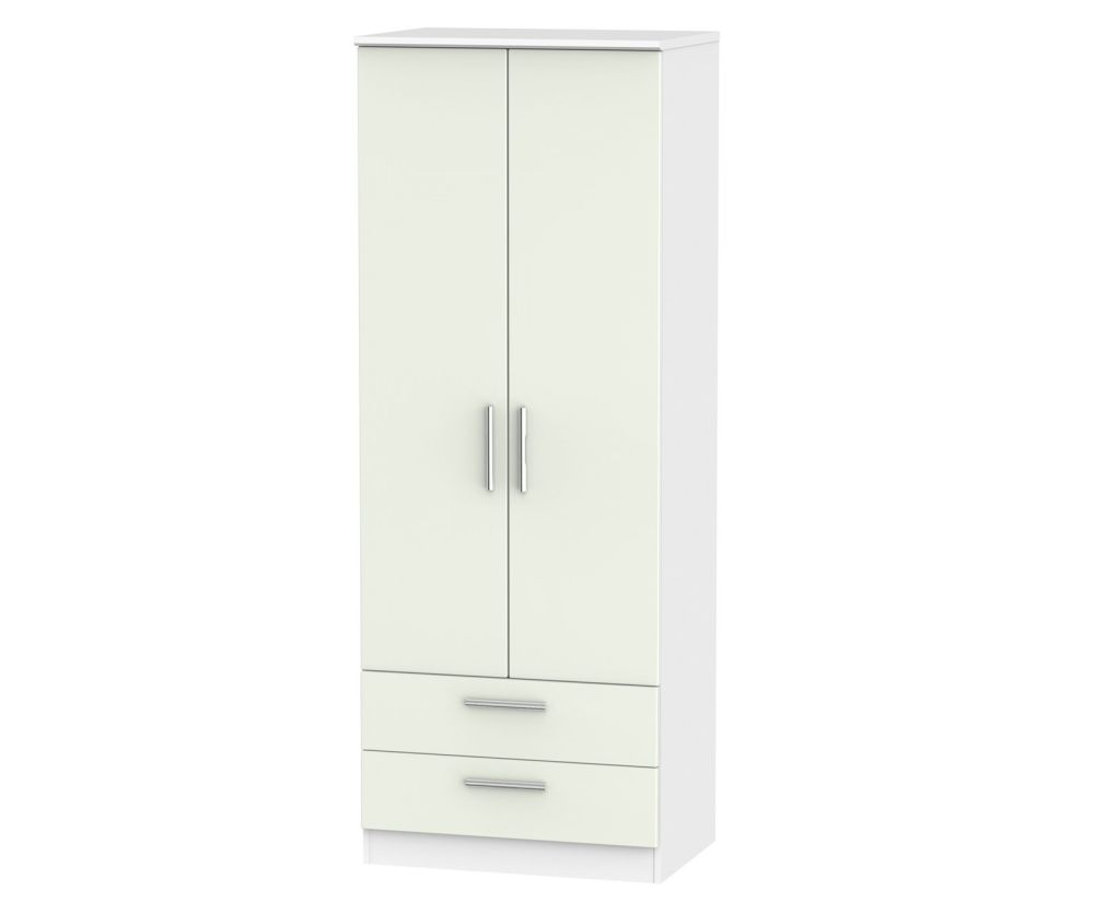 Welcome Furniture Knightsbridge Kaschmir Matt and White 2 Door 2 Drawer Tall Double Wardrobe