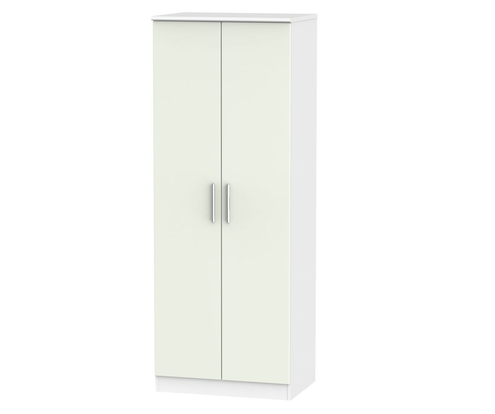 Welcome Furniture Knightsbridge Kaschmir Matt and White 2 Door Tall Double Hanging Wardrobe