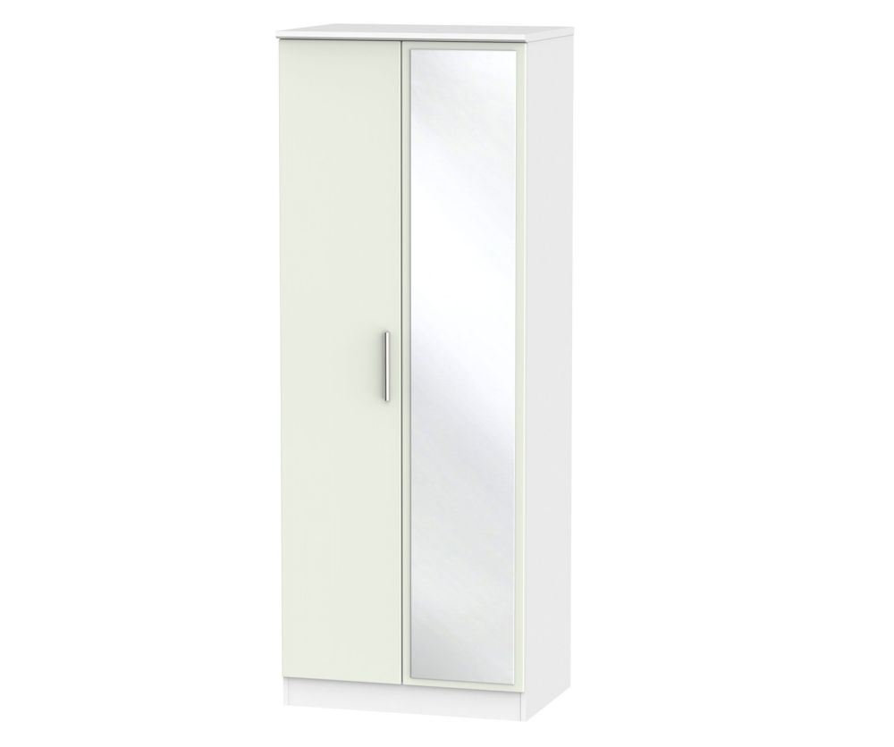 Welcome Furniture Knightsbridge Kaschmir Matt and White 2 Door Tall Mirror Double Wardrobe